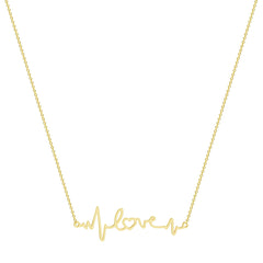 18K Gold-Plated Heartbeat 'Love' Pendant Necklace