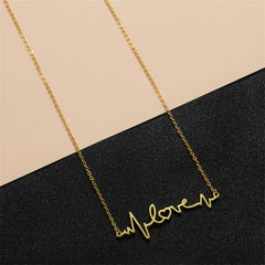 18K Gold-Plated Heartbeat 'Love' Pendant Necklace