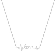 Silver-Plated Heartbeat Pendant Necklace