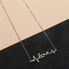 Silver-Plated Heartbeat Pendant Necklace