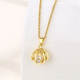 Crystal & 18K Gold-Plated Shell Pendant Necklace