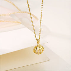 Crystal & 18K Gold-Plated Shell Pendant Necklace