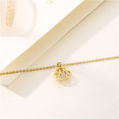 Crystal & 18K Gold-Plated Shell Pendant Necklace