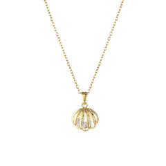 Crystal & 18K Gold-Plated Shell Pendant Necklace