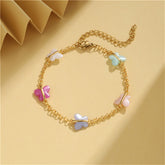 Pink Acrylic & 18K Gold-Plated Butterfly Station Bracelet