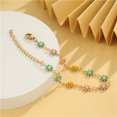 Blue Multicolor Enamel & 18K Gold-Plated Mum Station Bracelet