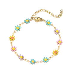 Blue Multicolor Enamel & 18K Gold-Plated Mum Station Bracelet