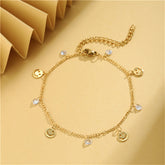 Clear Cubic Zirconia & 18K Gold-Plated Smiley Station Bracelet