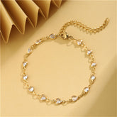 Clear Crystal & 18K Gold-Plated Heart Station Bracelet