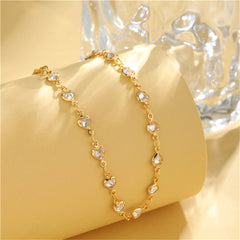 Clear Crystal & 18K Gold-Plated Heart Station Bracelet