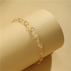Clear Crystal & 18K Gold-Plated Heart Station Bracelet
