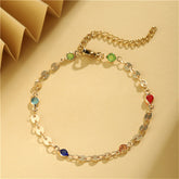 Colored Crystal & 18K Gold-Plated Chain Bracelet