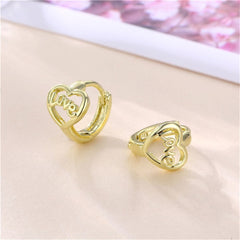 18K Gold-Plated Heart 'Love' Huggie Earrings