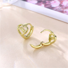 18K Gold-Plated Heart 'Love' Huggie Earrings