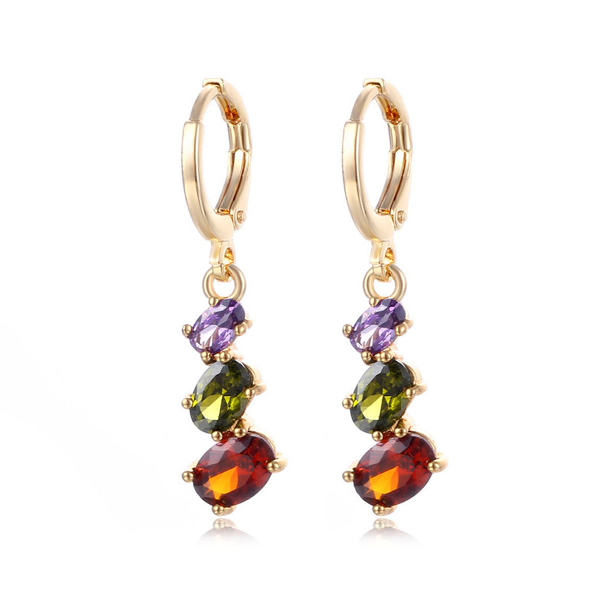 Crystal and 18K Gold-Plated Oval-Cut Huggie Earrings, gold huggie earrings, everyday style, styled look