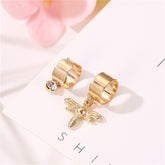 Clear Cubic Zirconia & 18K Gold-Plated Bee Charm Two-Piece Ear Cuff Set