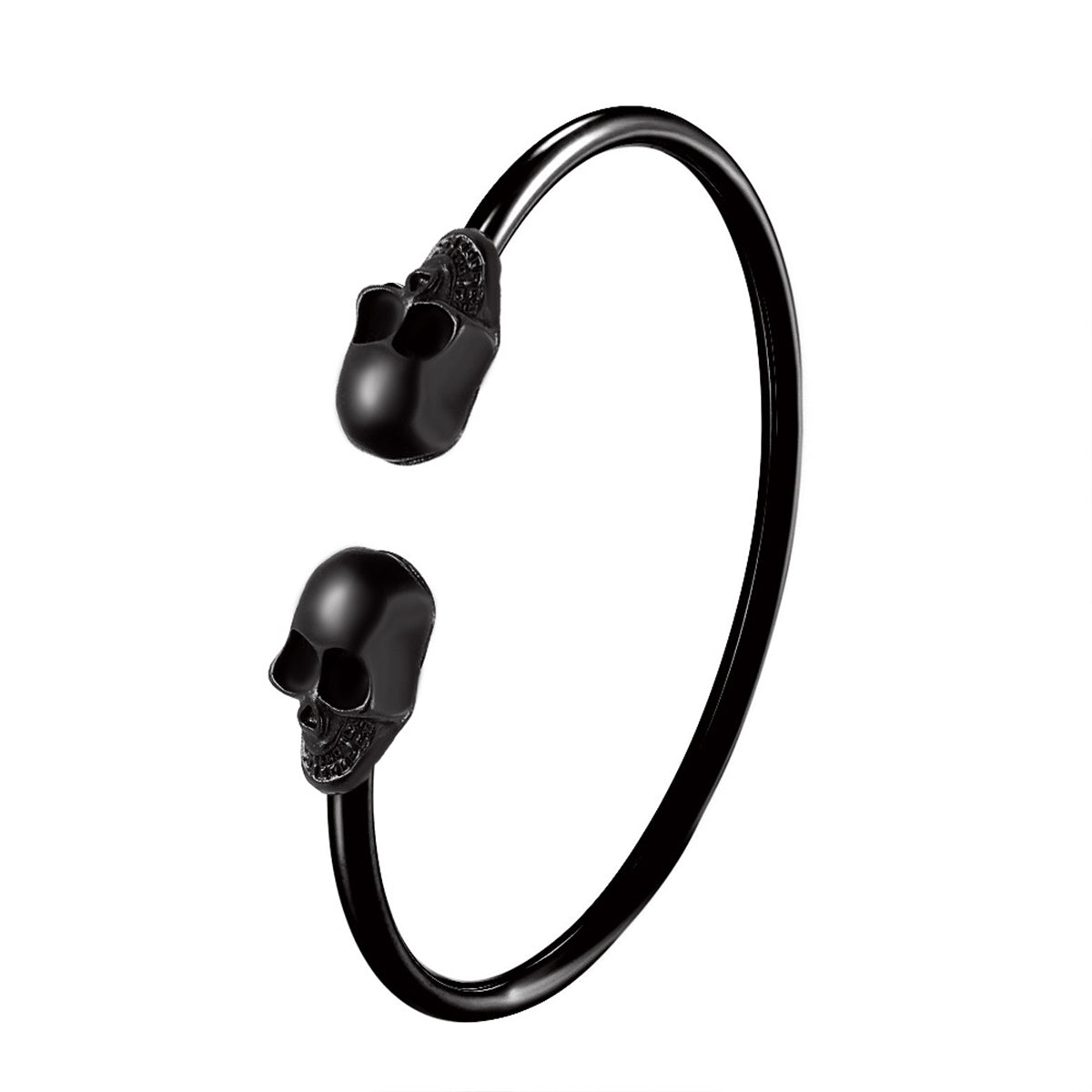 Rhodium Plated Skull Cuff, bracelet for women, dainty minimalist design, side view