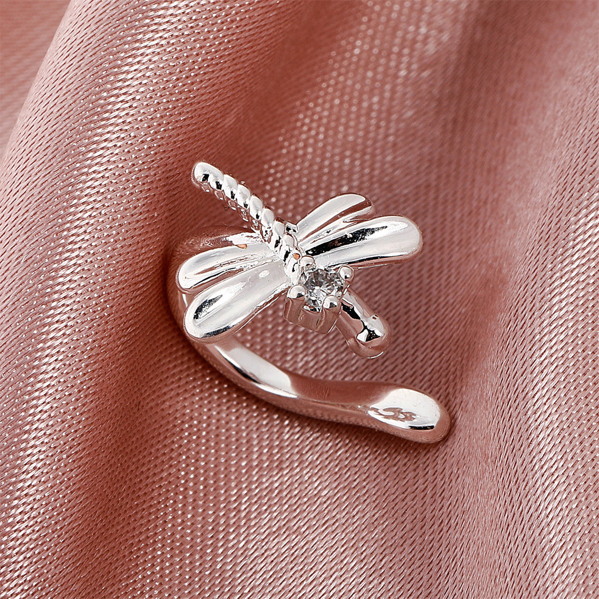 Cubic Zirconia and Silver-Plated Dragonfly Ear Cuff, silver stud earrings for women, everyday style, lifestyle look