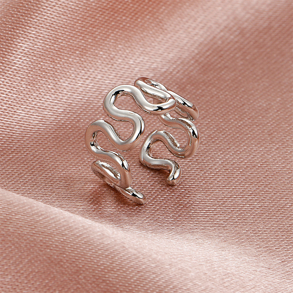 Silver-Plated Snake Ear Cuff, silver stud earrings for women, dainty minimalist design, lifestyle look