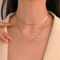 18K Gold-Plated Mum Layered Station Necklace