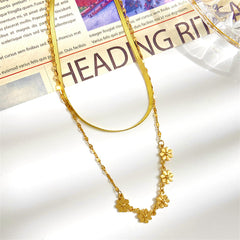 18K Gold-Plated Mum Layered Station Necklace