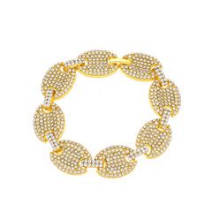 Cubic Zirconia & 18K Gold-Plated Oval Station Bracelet