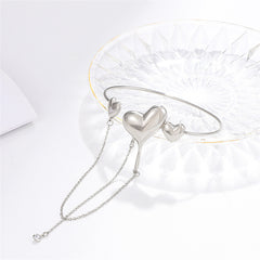 Clear Cubic Zirconia & Silver-Plated Hearts Arm Cuff