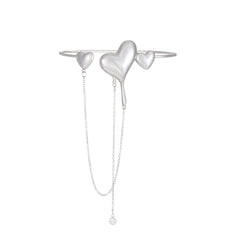 Clear Cubic Zirconia & Silver-Plated Hearts Arm Cuff