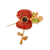 Red Cubic Zirconia & 18K Gold-Plated Apple Brooch