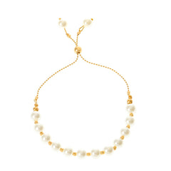 Pearl & 18K Gold-Plated Bead Adjustable Bracelet