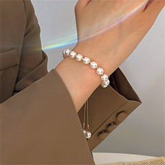 Pearl & 18K Gold-Plated Bead Adjustable Bracelet