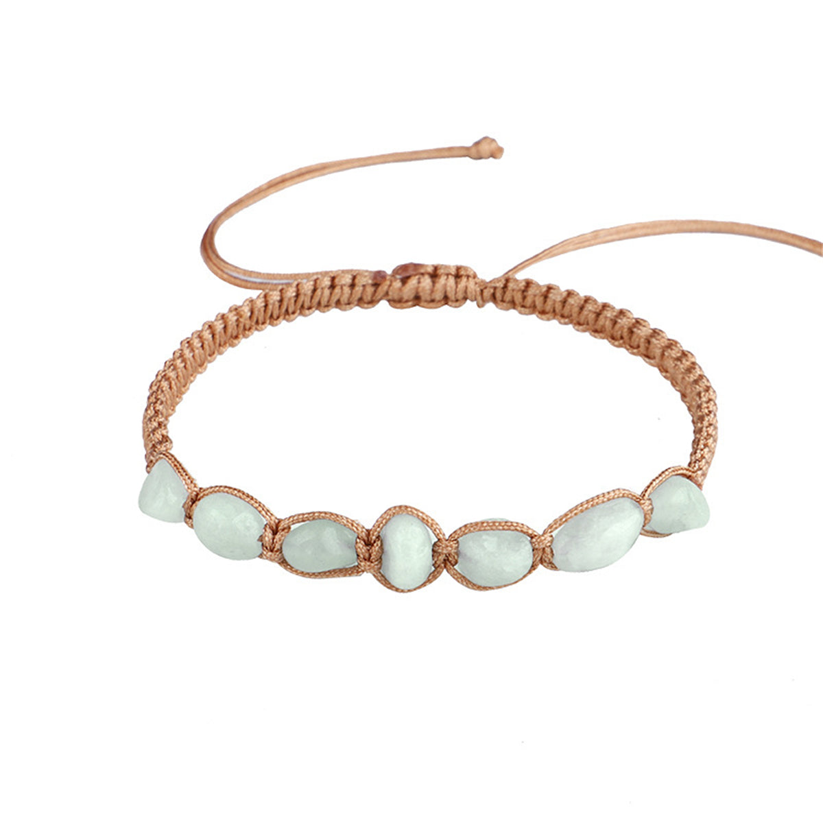 Sea Blue Quartz and Brown Adjustable Bracelet, bracelet for women, botanical inspired, front view