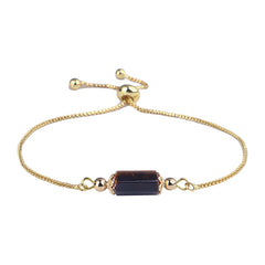 Brown Quartz & 18K Gold-Plated Prism Charm Adjustable Bracelet