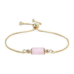 Pink Quartz & 18K Gold-Plated Prism Charm Adjustable Bracelet