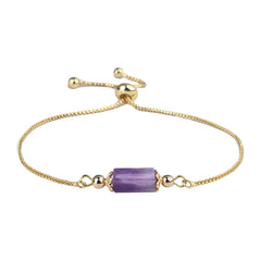 Purple Quartz & 18K Gold-Plated Prism Charm Adjustable Bracelet