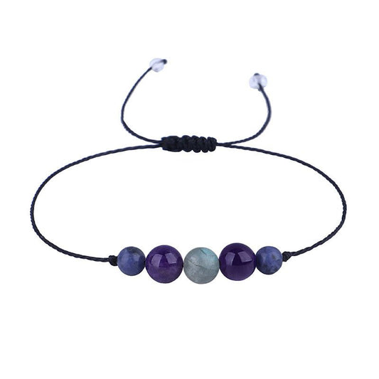 Purple Quartz 'Anxiety and Stress' Adjustable Bracelet, bracelet for women, botanical inspired, side view