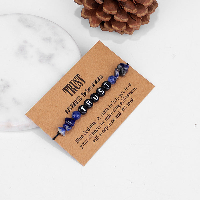 Blue Quartz and Black 'Trust' Adjustable Bracelet, bracelet for women, everyday style, styled look