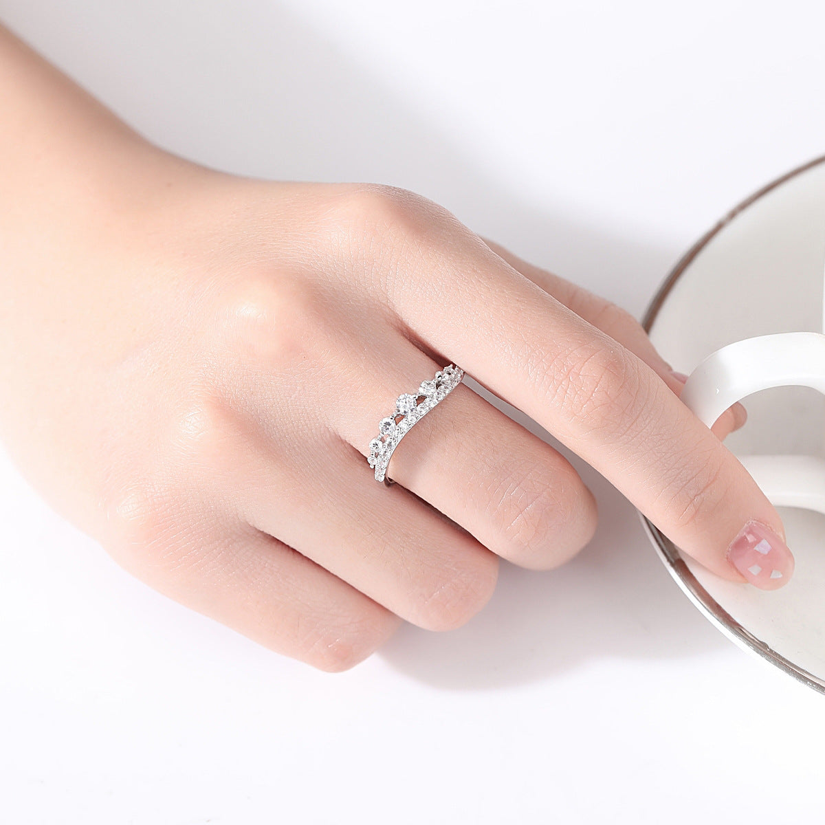 Crystal and Cubic Zirconia Thin Band Ring, statement rings for women, elegant gift for her, lifestyle look
