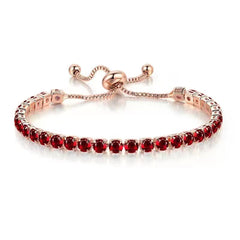 Red Cubic Zirconia & 18K Rose Gold-Plated Adjustable Link Bracelet