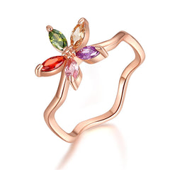 Jewel-Tone Crystal & 18k Rose Gold-Plated Floral Weave Ring - streetregion
