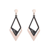 Black Acrylic & 18K Rose Gold-Plated 'Love' Stacked Rhombus Drop Earrings