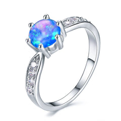 Blue Opal & Fine Silver-Plated Ring - streetregion
