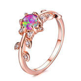 Purple Opal & Cubic Zirconia Leaf Ring