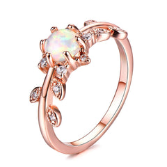 Opal & Cubic Zirconia Leaf Ring