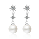 Pearl & Cubic Zirconia Silver-Plated Sun Drop Earrings