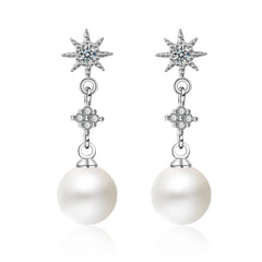 Pearl & Cubic Zirconia Silver-Plated Sun Drop Earrings