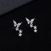 Cubic Zirconia & Silver-Plated Butterfly Drop Earrings