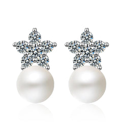 cubic zirconia & Imitation Pearl Plum Stud Earrings - streetregion