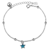 Blue Crystal & Rhodium-Plated Star Bracelet - streetregion