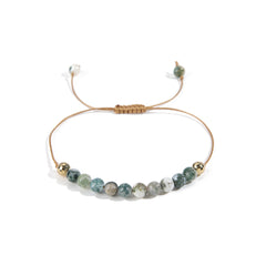 Gray Quartz & Polyster 18K Gold-Plated Adjustable Bracelet